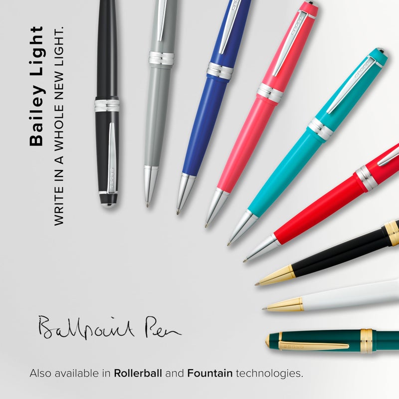 Cross Bailey Light Refillable Ballpoint Pen Presented in a Everyday Gift Box - Medium Point, Black Ink, Polished Blue - Image 5